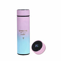 Smart pink insulated smart water bottle with LCD temperature display and double-wall vacuum insulation 500ml