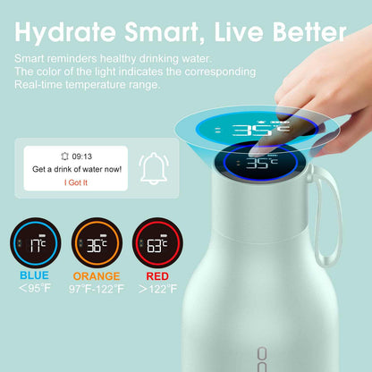 Vsitoo 15oz Smart Self Cleaning Water Bottle，Insulated Water Bottle with Stainless Steel, BPA-Free, AI Self-Clean, 30-Day Battery, Magnetic Charging for Travel, Gym or Office, White