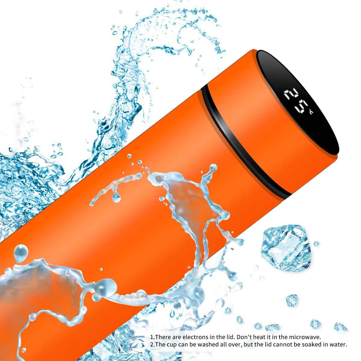 Smart Travel Mug with LCD Temperature Display - 15oz Insulated Tea/Coffee Thermo Bottle, Leak-Proof, Car Cup with Tea Infuser, Vacuum Insulated for Hot & Cold (450ml) (Black)