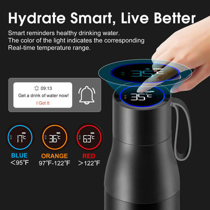 Vsitoo 15oz Smart Self Cleaning Water Bottle，Insulated Water Bottle with Stainless Steel, BPA-Free, AI Self-Clean, 30-Day Battery, Magnetic Charging for Travel, Gym or Office, White